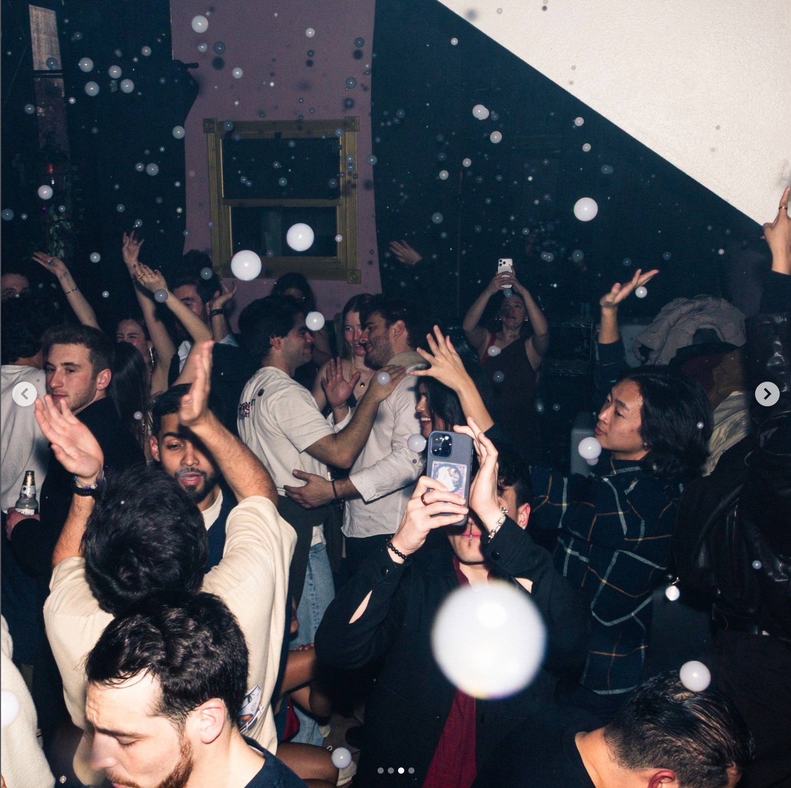 Dancing under bubbles at Gato Volador